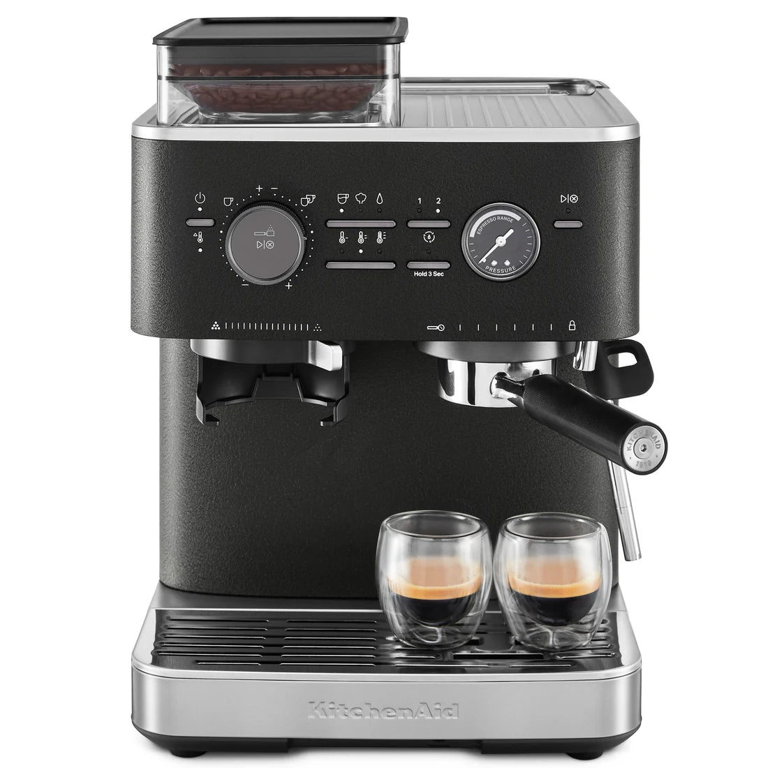Semi-Automatic Espresso Machine with Burr Grinder – Cast Iron Black