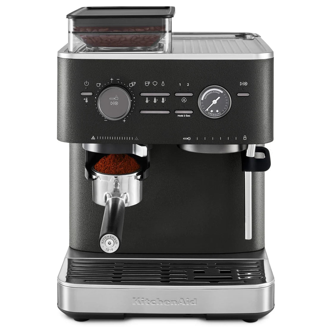 Semi-Automatic Espresso Machine with Burr Grinder – Cast Iron Black