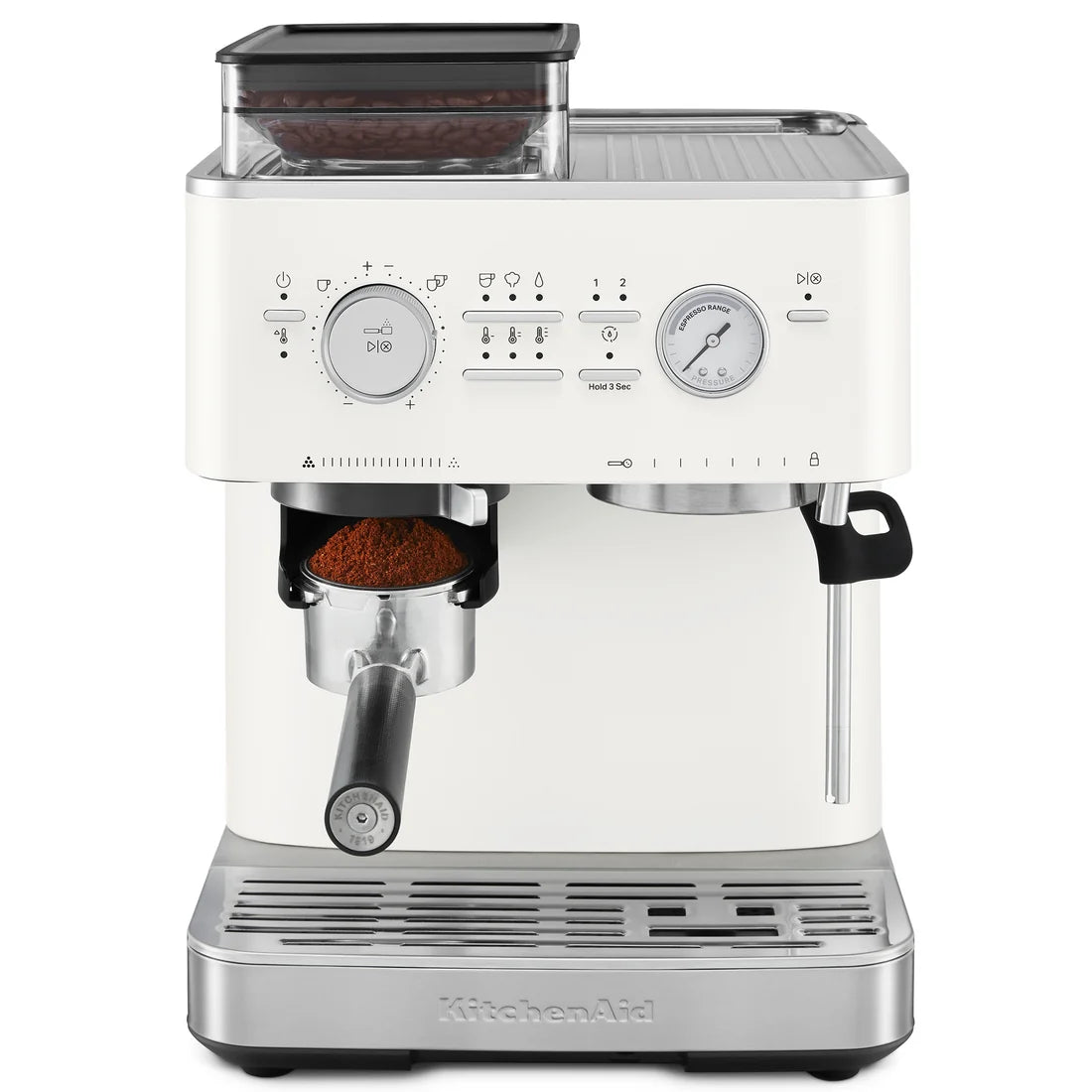 Semi-Automatic Espresso Machine with Burr Grinder – Porcelain White