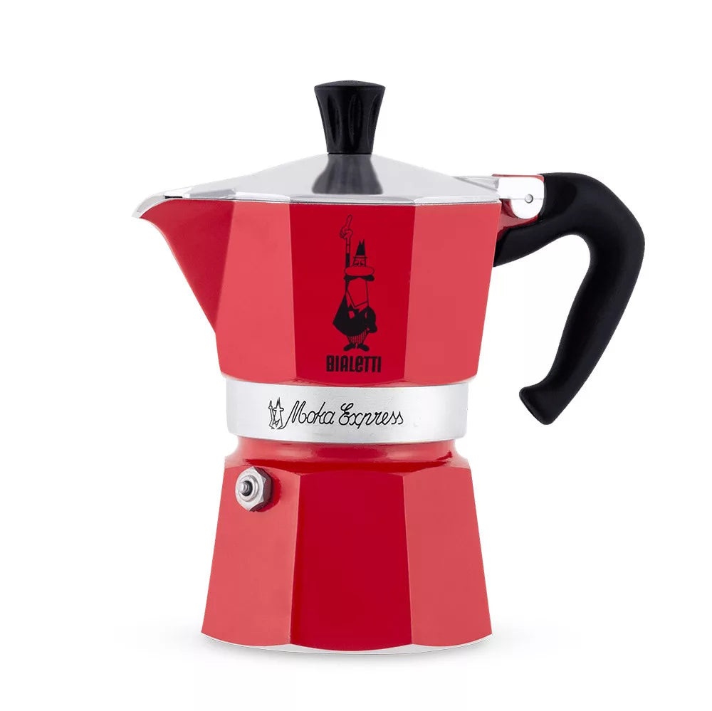 Moka Express Coffee Maker, 3 Cup – Red