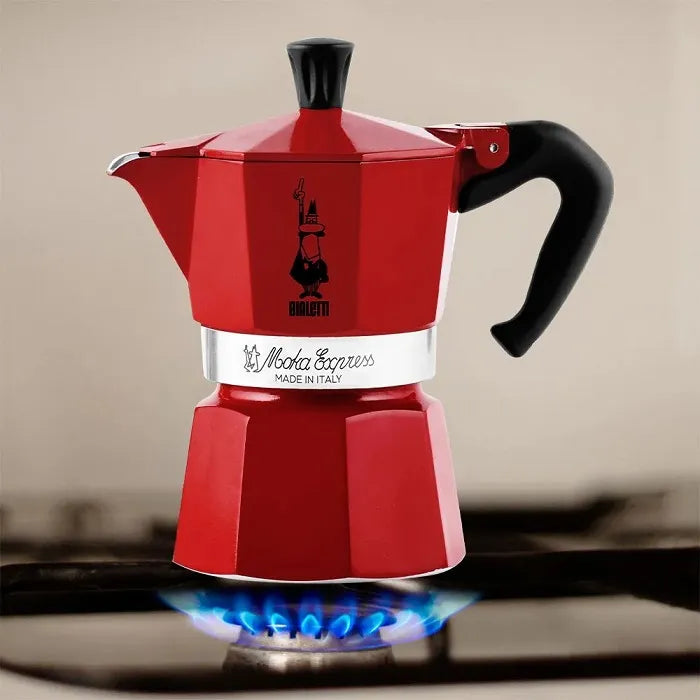 Moka Express Coffee Maker, 3 Cup – Red