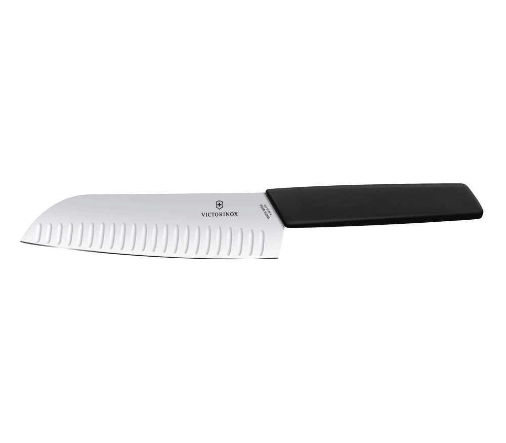 Swiss Modern Santoku Ribbed 17 cm – Black